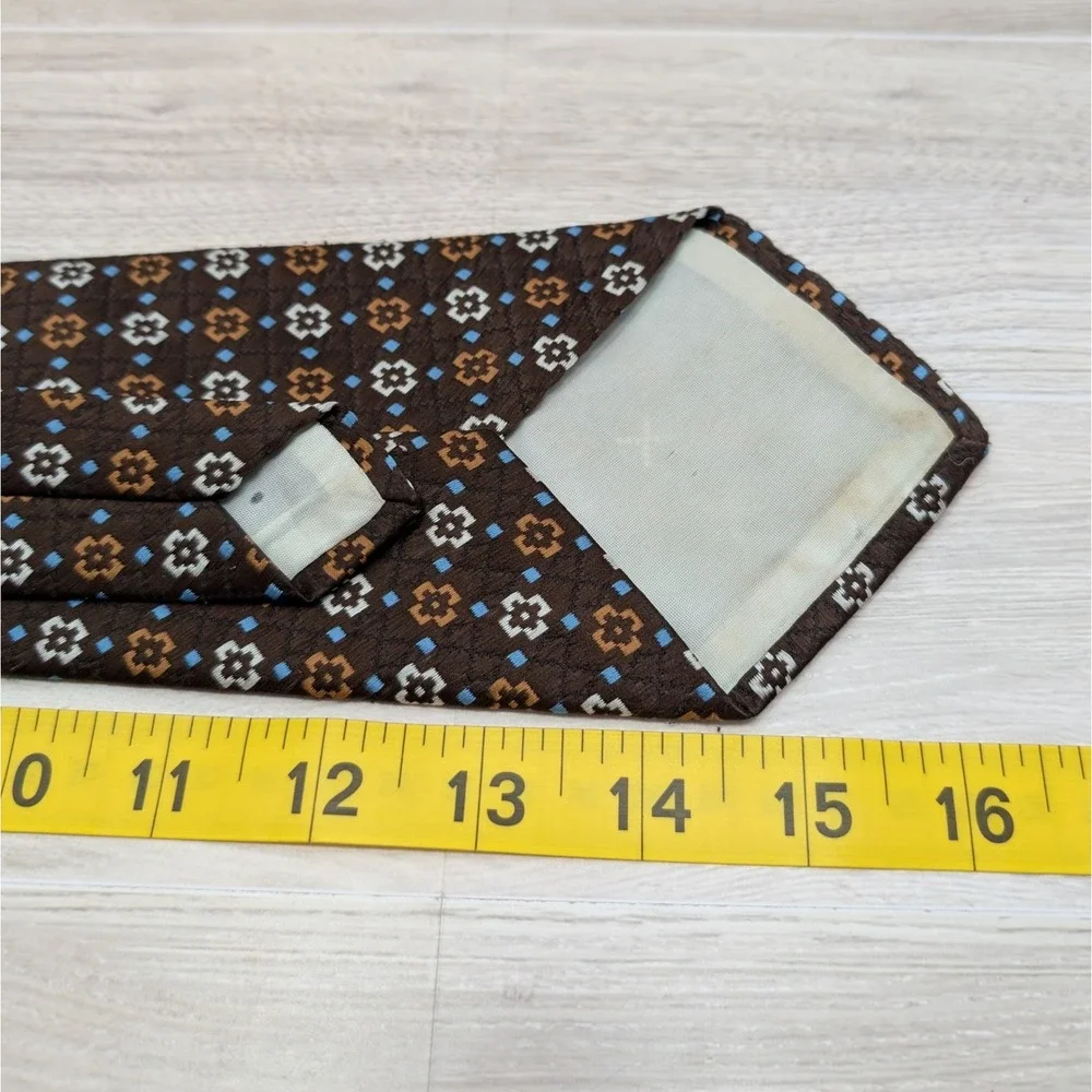 Vintage Kids Brown Floral Clip On Necktie Boys Dress Up Special Occasion